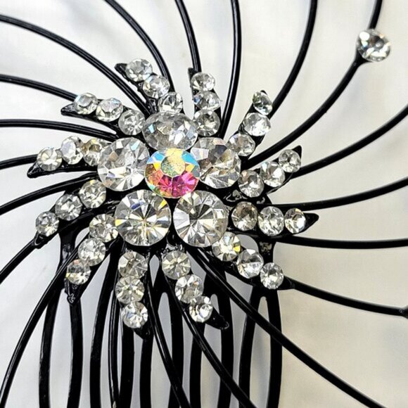 Bridal Hair Pins Black Crystal HairComb Hair Accessories Jewelry - Picture 2 of 11